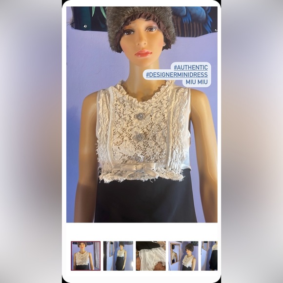 Miu Miu Mini~dress Silk, Lace, Crystal Embellishments, Length👌, Check! - Picture 2 of 15